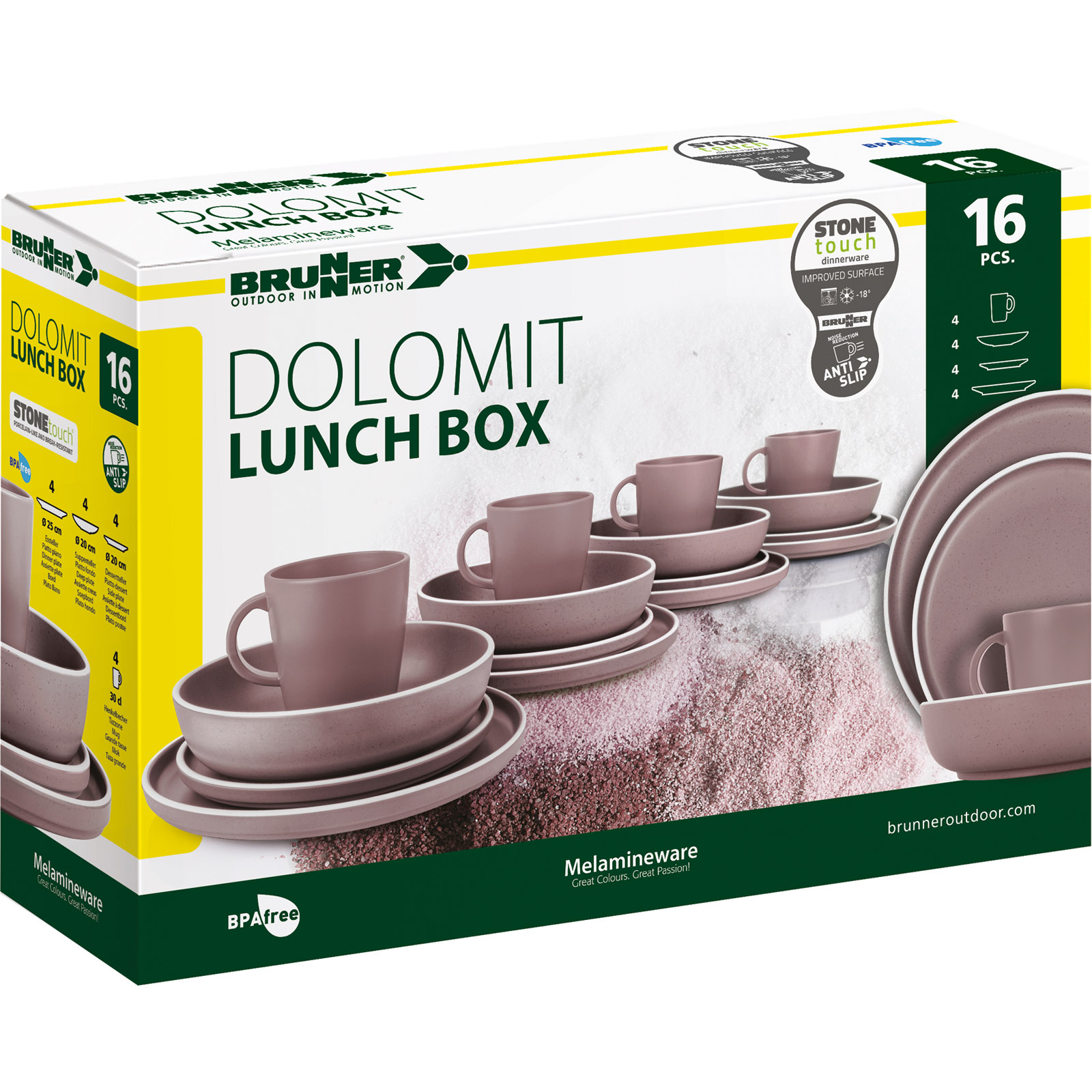 BRUNNER Melamin Geschirr Set Lunch Box Dolomit Stone Touch Camping Teller 16tlg - Bild 32 von 35