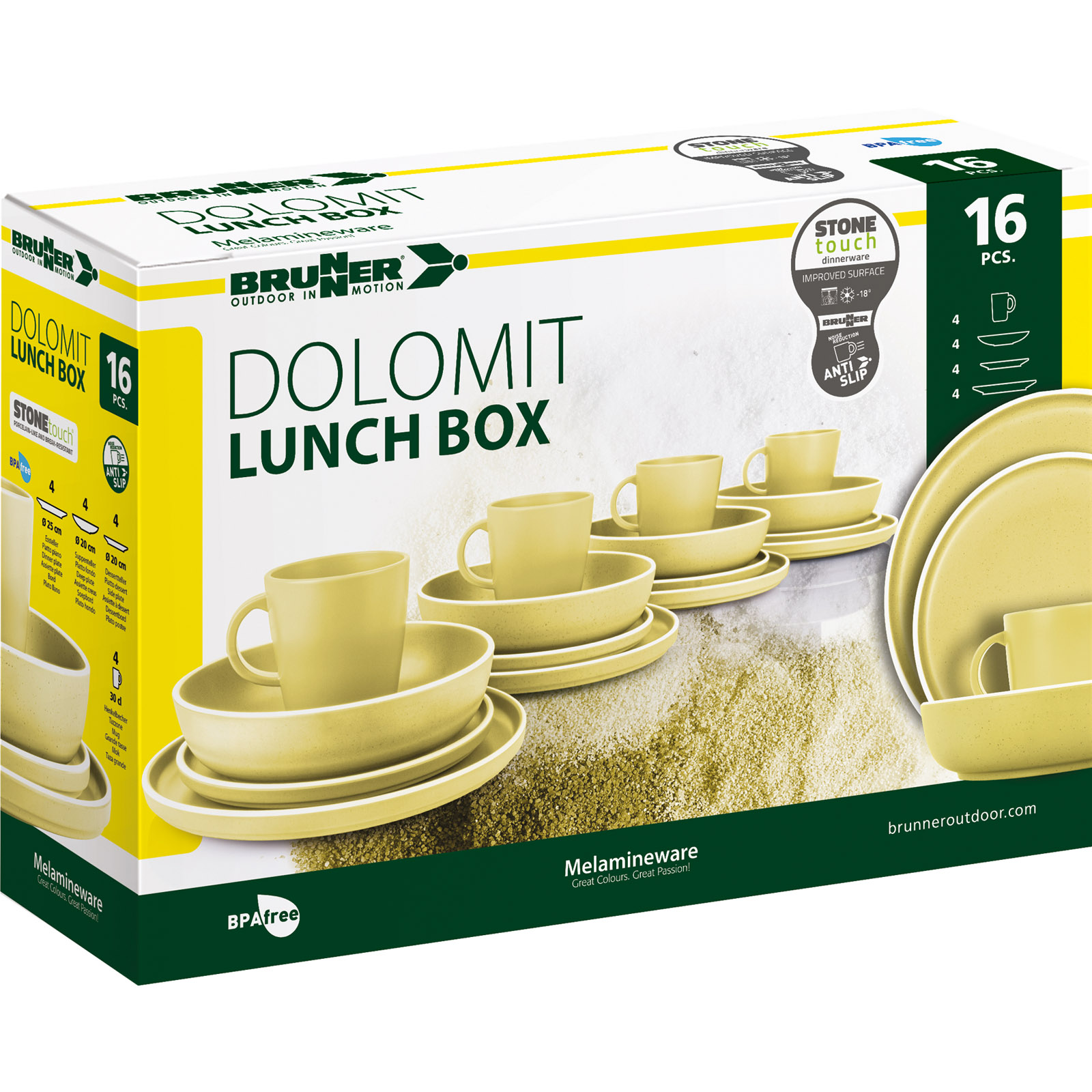 BRUNNER Melamin Geschirr Set Lunch Box Dolomit Stone Touch Camping Teller 16tlg - Bild 35 von 35