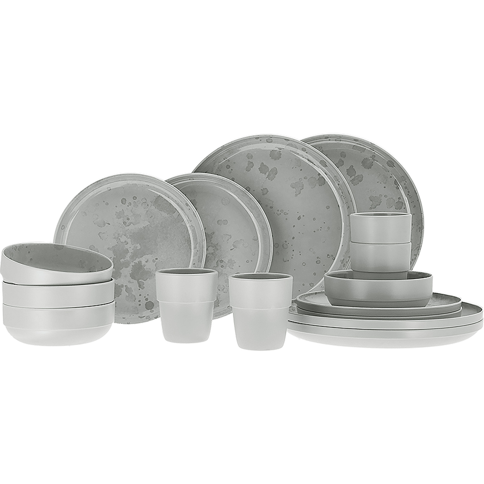 TRAVELLIFE Melamin Geschirr Set Palma Camping Reise Keramik Optik 16 teilig