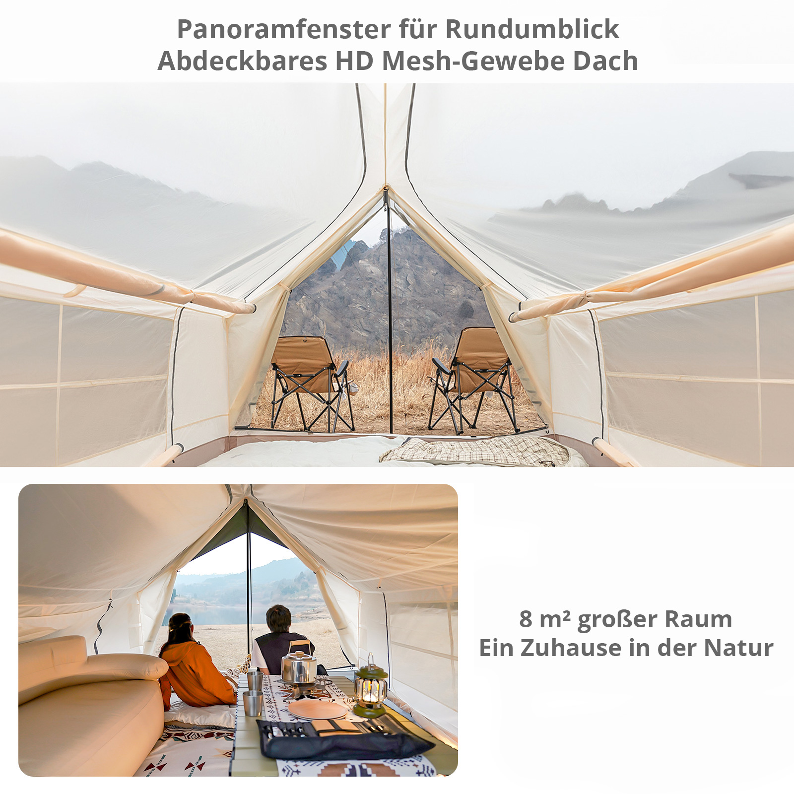 KINGCAMP Hauszelt Pinehouse II Familien 3-4 Personen Zelt Campingzelt Baumwolle - Bild 21 von 32