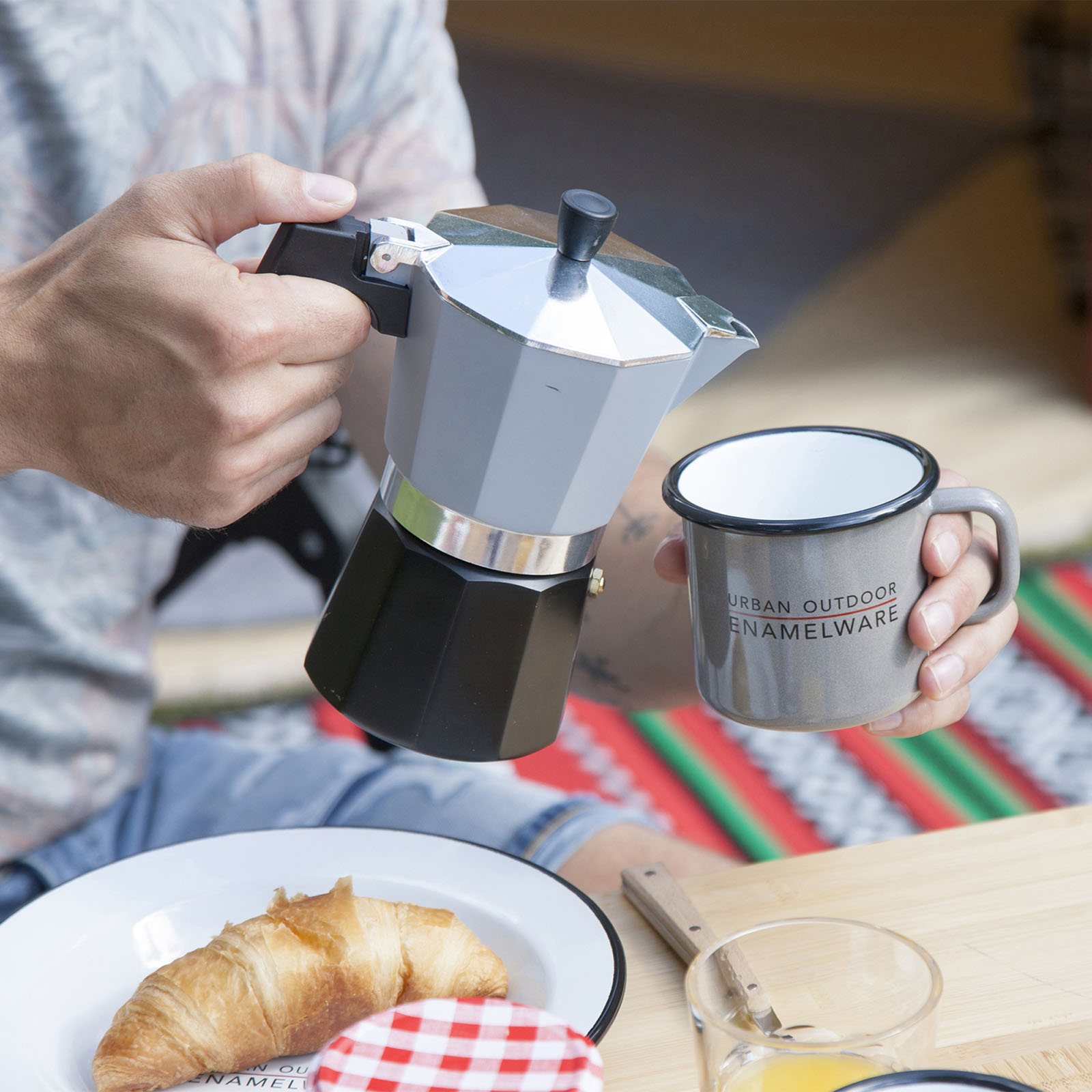 BO-CAMP Espressokocher Percolator - Kaffee Kocher Espresso Kanne Alu 2-6 Tassen