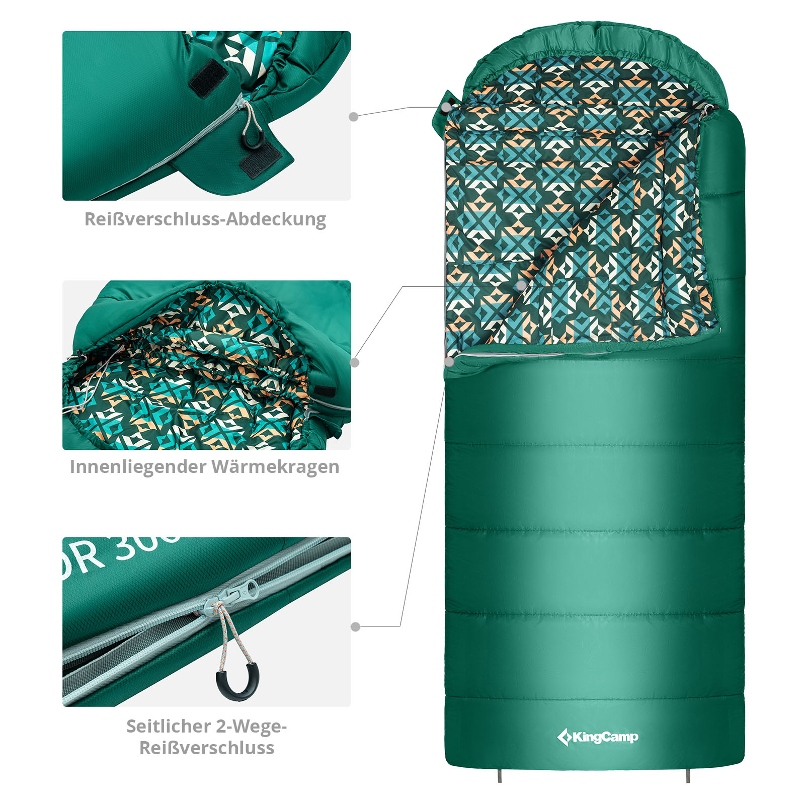 KINGCAMP Mumienschlafsack Superior 300XL 3 Jahreszeiten Schlafsack XL Lang -13°C - Bild 21 von 27
