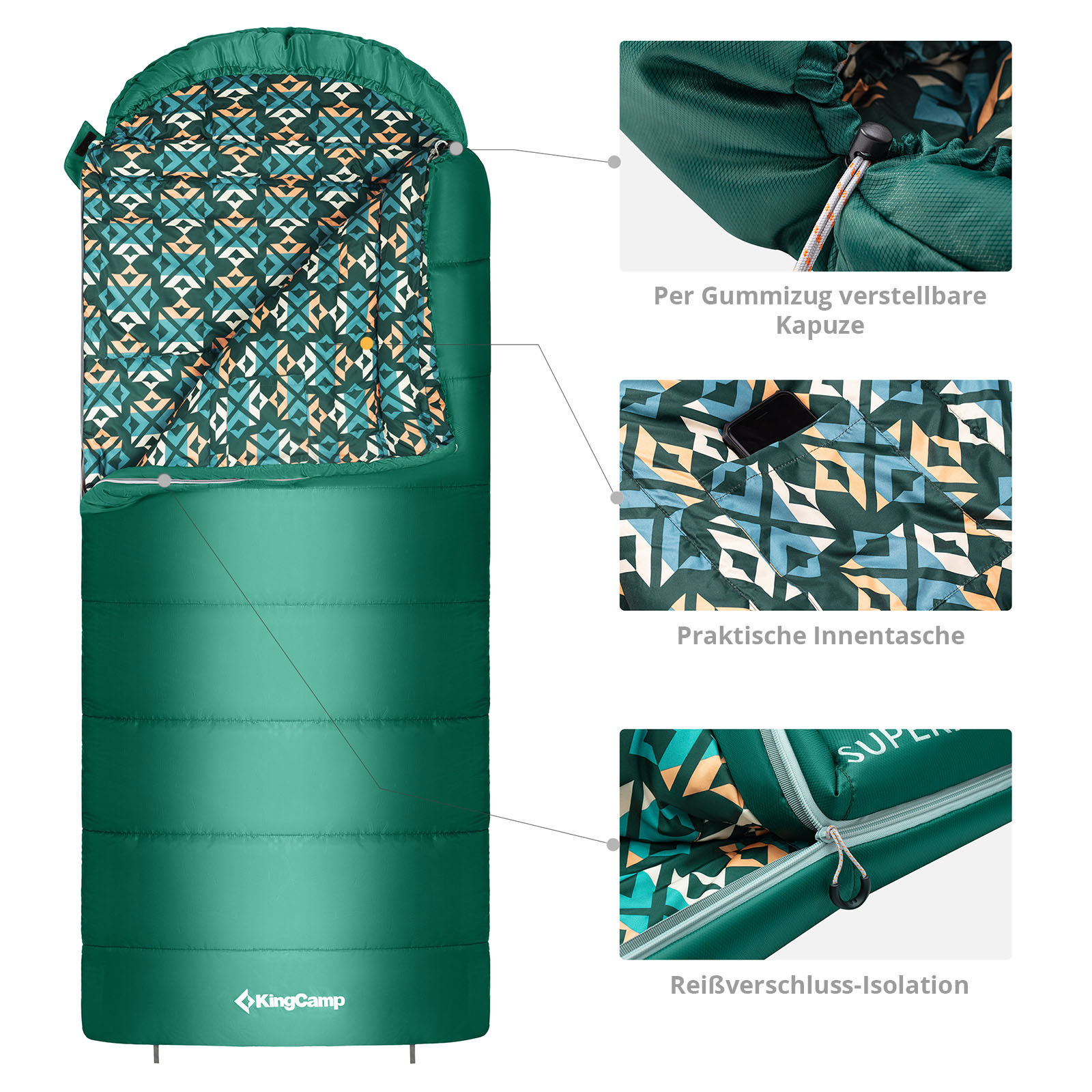 KINGCAMP Mumienschlafsack Superior 300XL 3 Jahreszeiten Schlafsack XL Lang -13°C - Bild 22 von 27