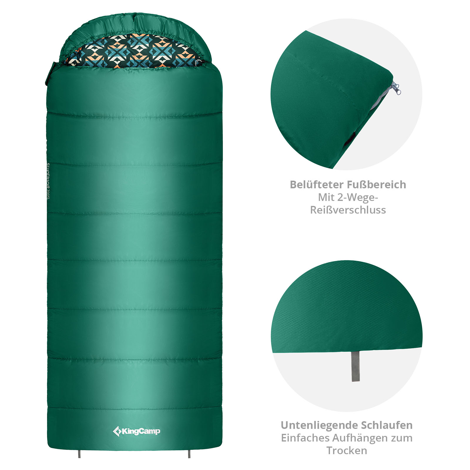 KINGCAMP Mumienschlafsack Superior 300XL 3 Jahreszeiten Schlafsack XL Lang -13°C - Bild 23 von 27