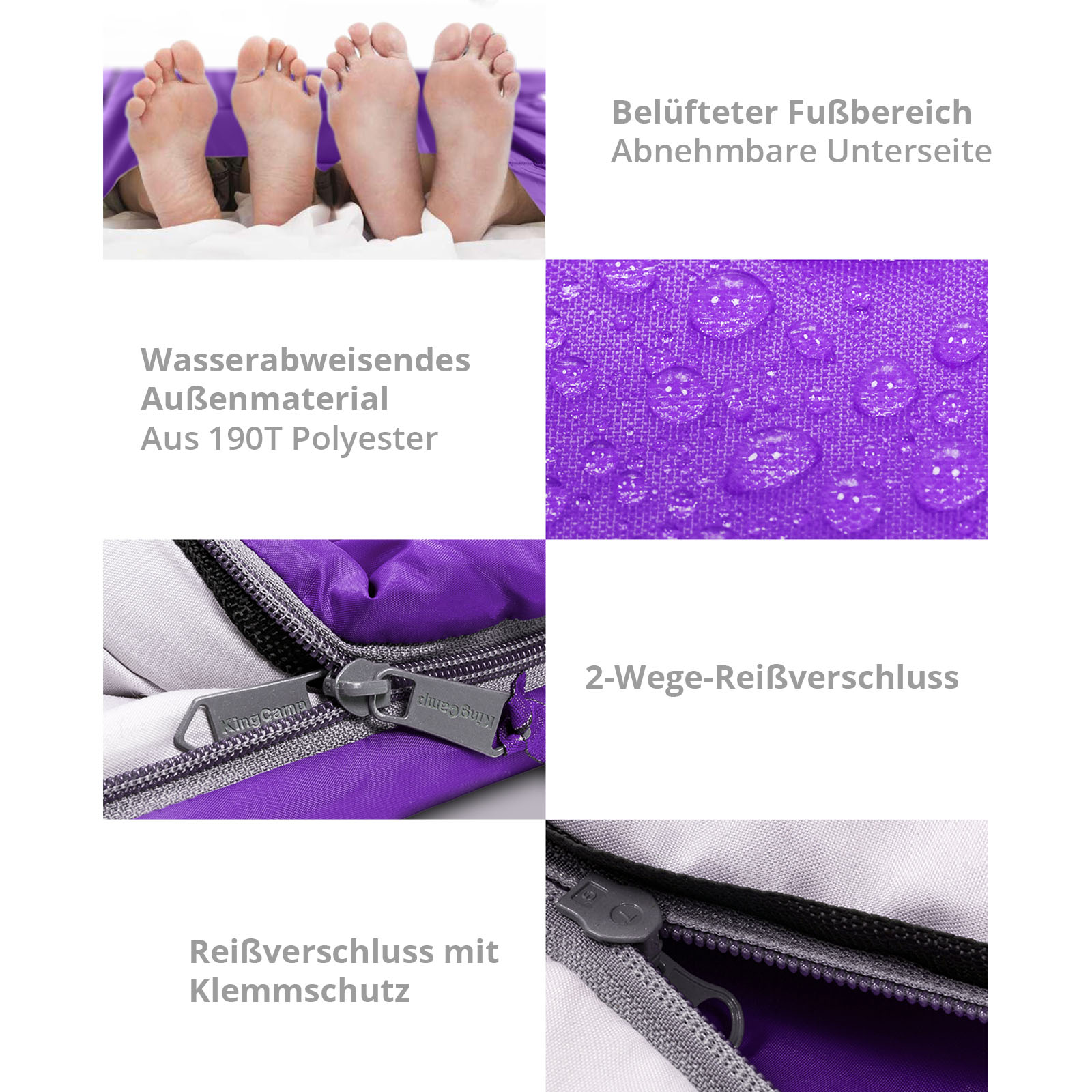 KINGCAMP Deckenschlafsack Oxygen 250 D 2 Personen Doppel Schlafsack XL Lang -3°C - Bild 22 von 37