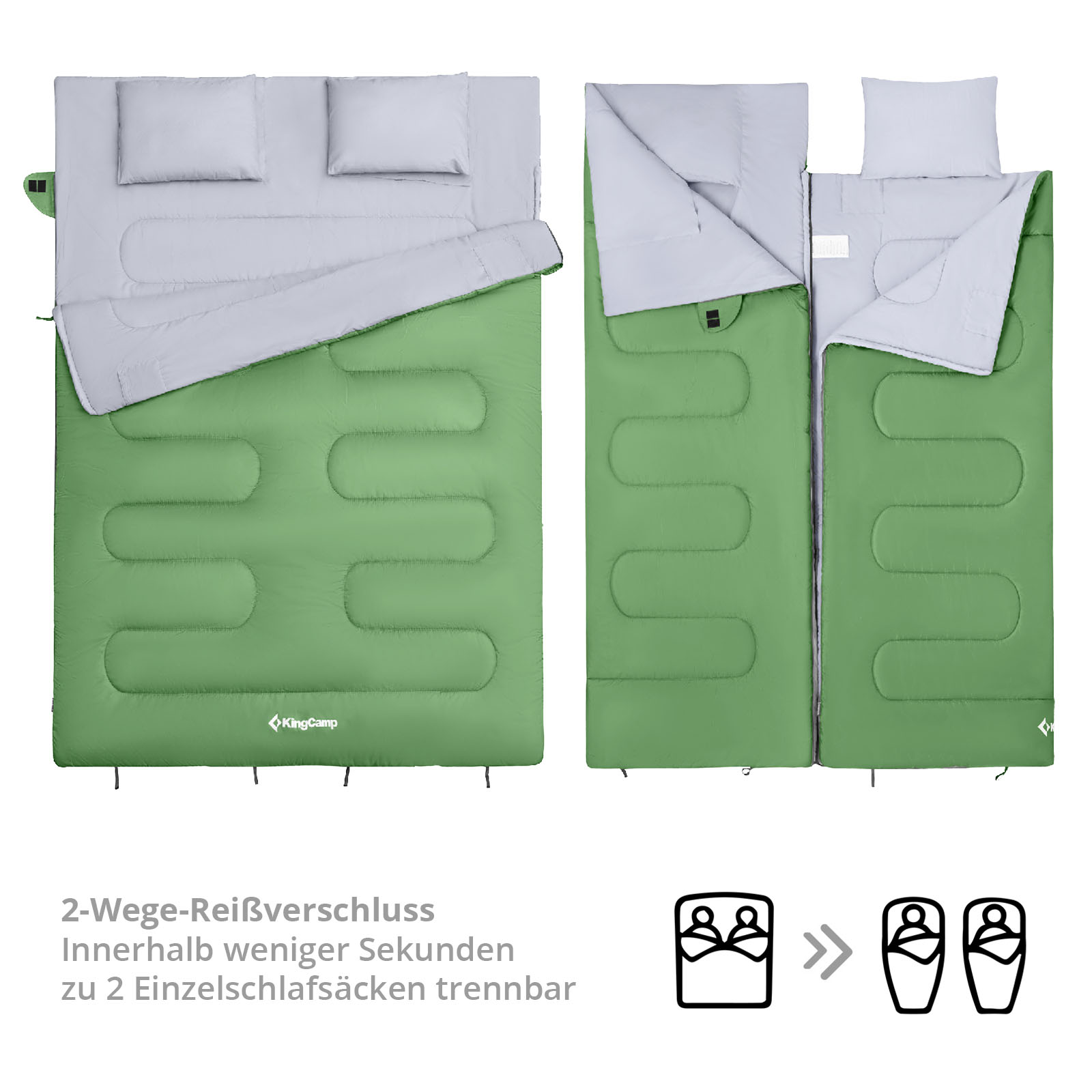 KINGCAMP Deckenschlafsack Oxygen 250 D 2 Personen Doppel Schlafsack XL Lang -3°C - Bild 34 von 37