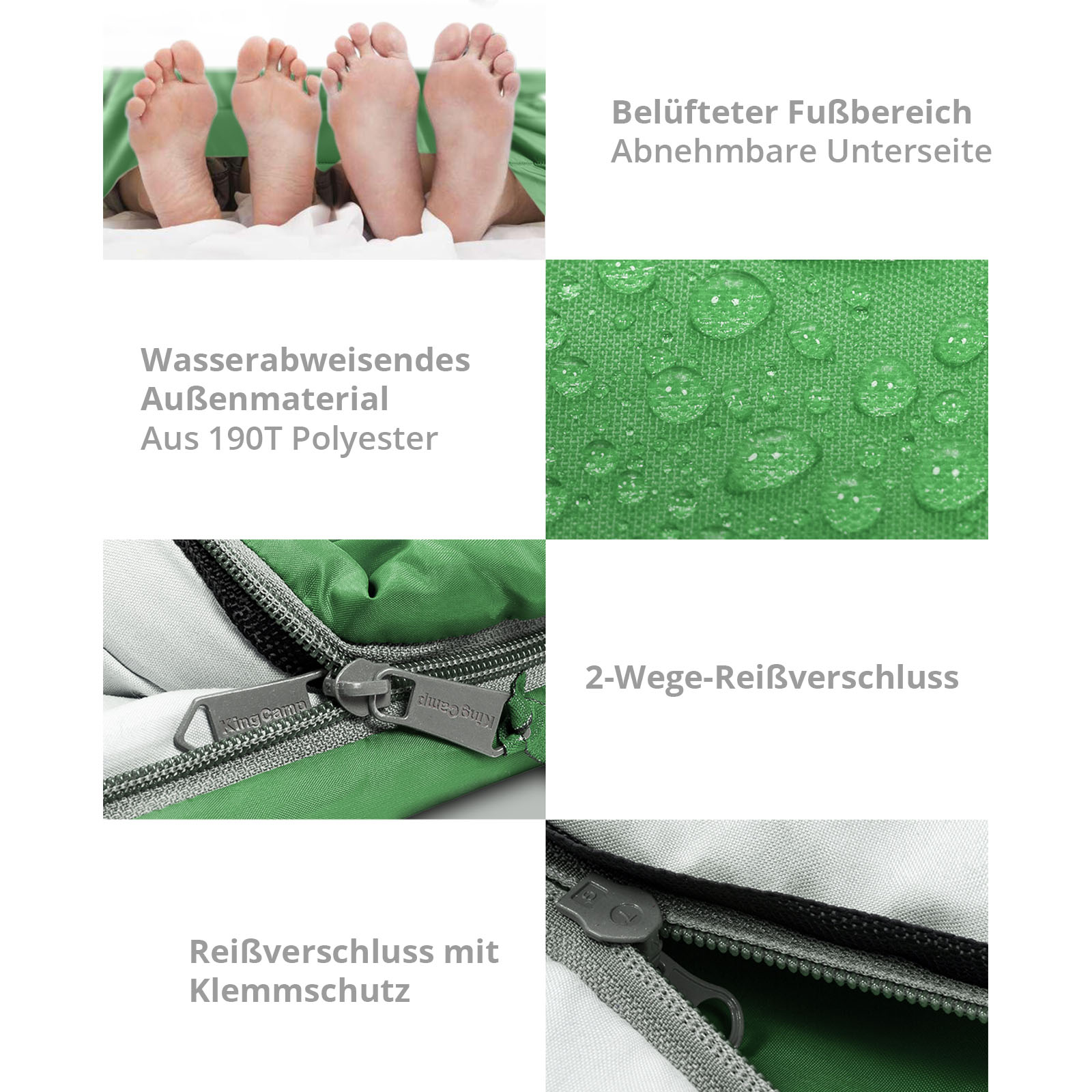 KINGCAMP Deckenschlafsack Oxygen 250 D 2 Personen Doppel Schlafsack XL Lang -3°C - Bild 35 von 37