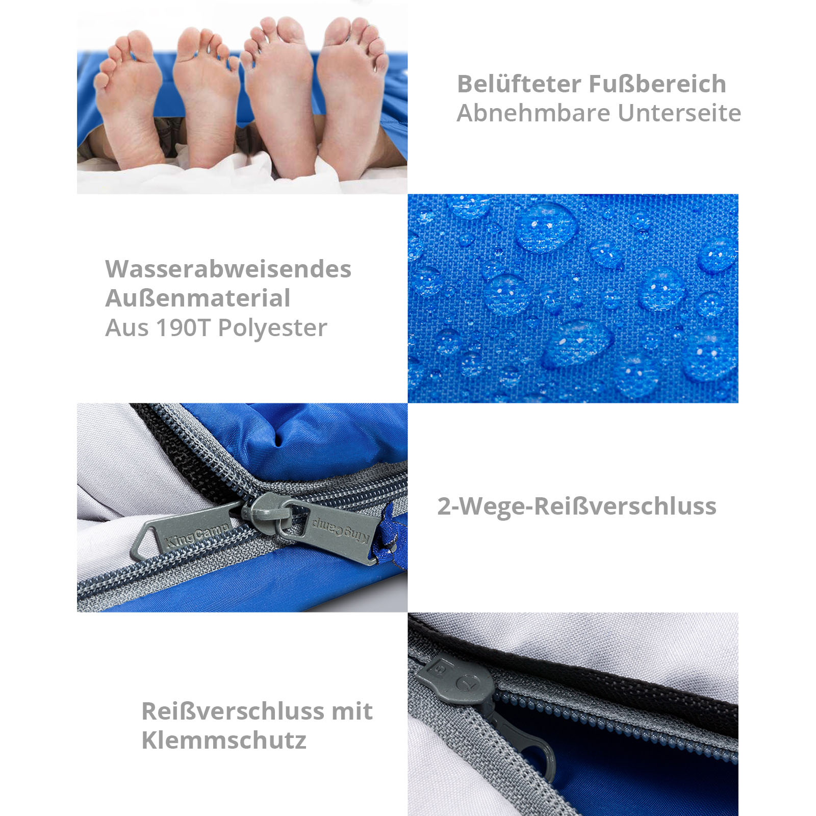KINGCAMP Deckenschlafsack Oxygen 250 D 2 Personen Doppel Schlafsack XL Lang -3°C - Bild 16 von 37