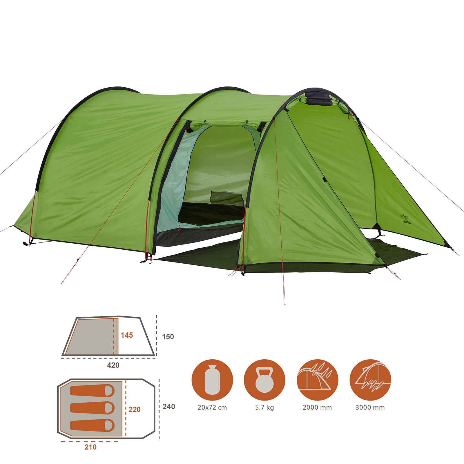 Grand Canyon Tente Cardova-einbogenzelt pour 1-2 personnes