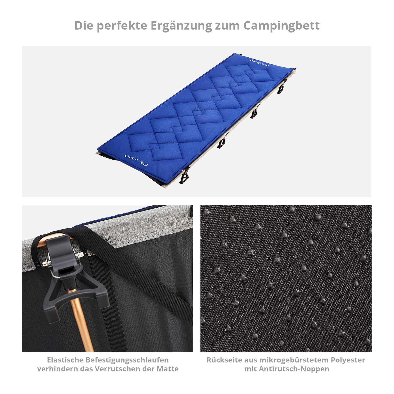 KINGCAMP Feldbettauflage Camp Pad Camping Klappbett Bezug Decke 100% Baumwolle - Bild 19 von 23