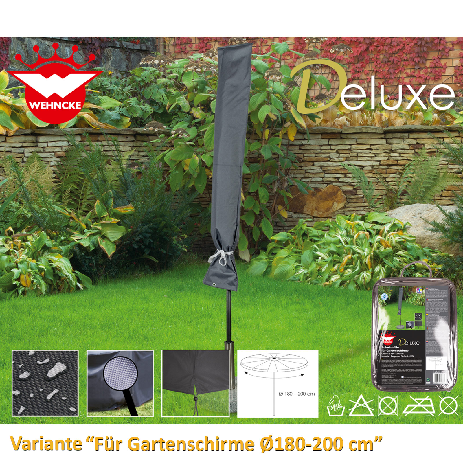 WEHNCKE Fiesta Jardín Funda Protectora Parasol Cubierta Campana 420D - Imagen 7 de 10