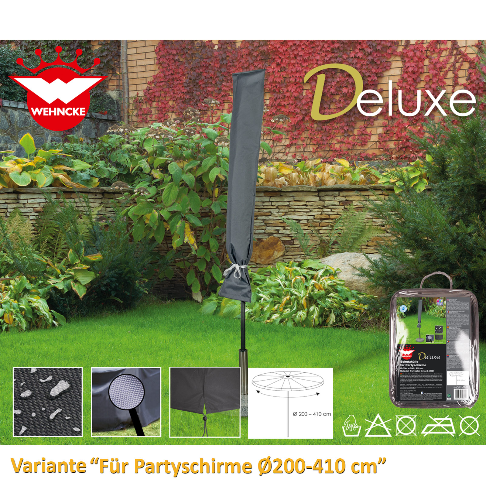 WEHNCKE Fiesta Jardín Funda Protectora Parasol Cubierta Campana 420D - Imagen 9 de 10