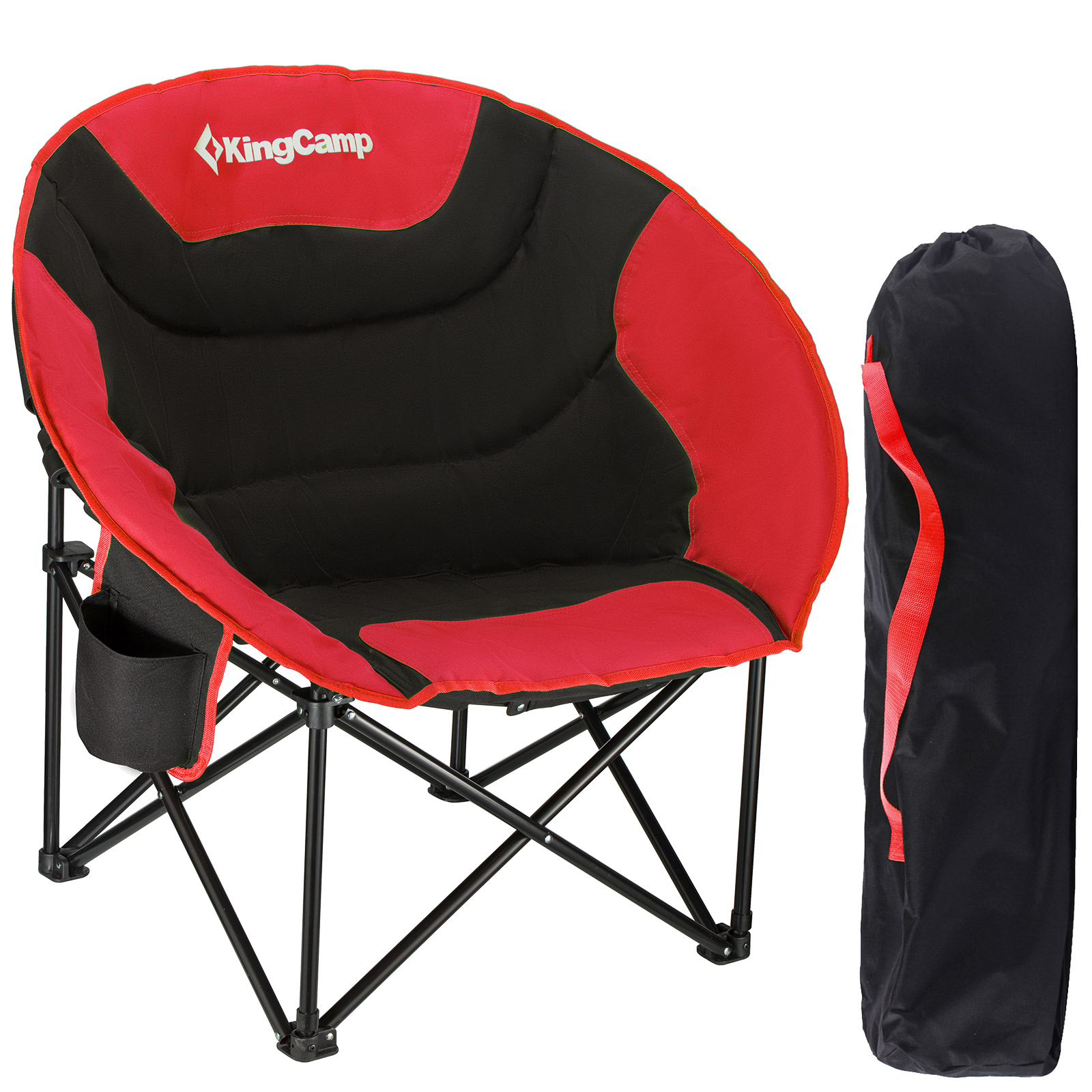 KingCamp Moon Chair Campingstuhl klappsessel mit Rückentasche Getränkehalter und Kühltasche 