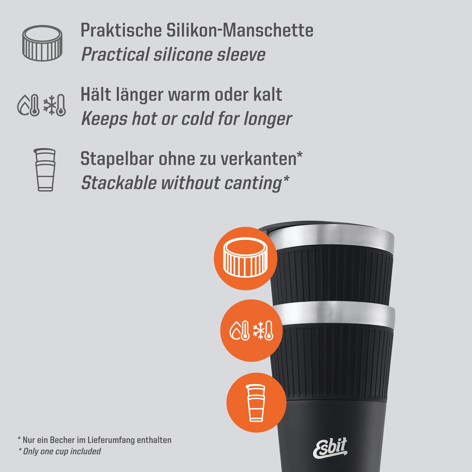 ESBIT Thermobecher Isolierbecher Sculptor Kaffee Auto Becher Kaffeetasse 550 ml