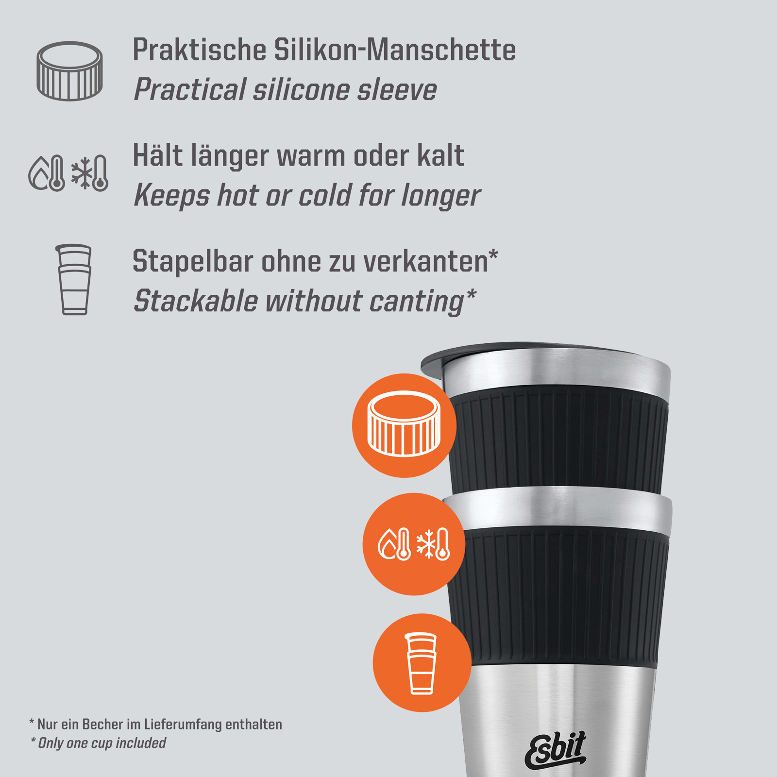 ESBIT Thermobecher Isolierbecher Sculptor Kaffee Auto Becher Kaffeetasse 550 ml