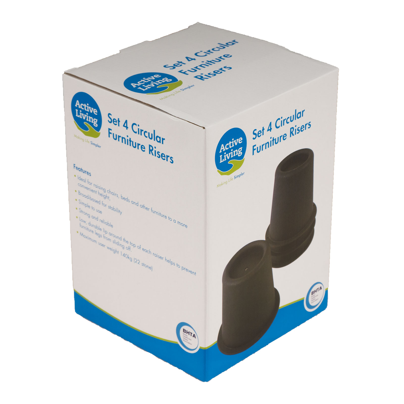 ACTIVE LIVING 4x Set Betterhöhung Möbel Erhöhung Sessel Fuß Gleiter